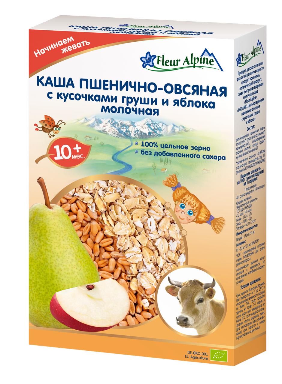 

Каша пшенично-овсянная с грушей и яблоком молочная Флёр Альпин, 200г