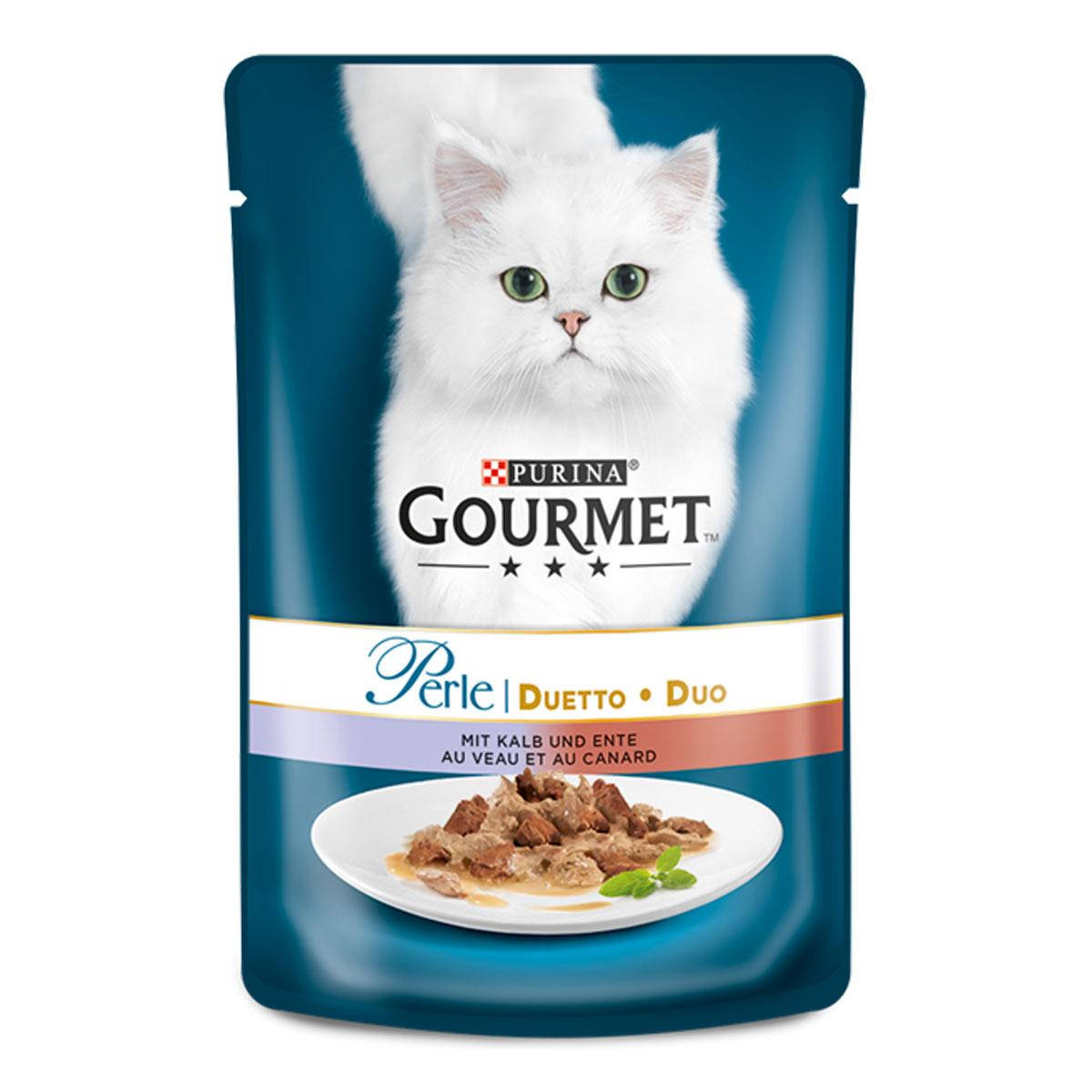 

Gourmet Perle консерва для кішок з телятиною та качкою в підливі, 85 г
