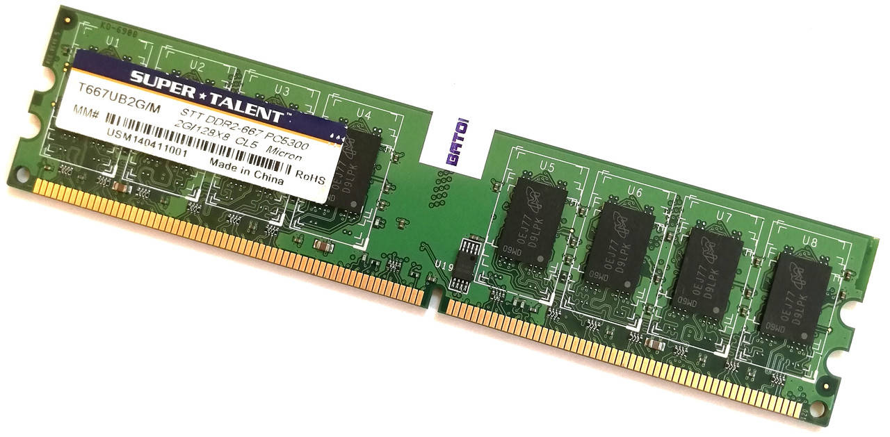 

Оперативная память Super Talent DDR2 2Gb 667MHz PC2 5300U 2R8 CL5 Б/У MIX