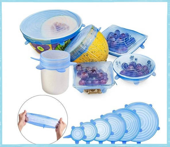 

Силиконовые крышки универсальные Super Stretch Silicone Lids! Хит продаж, Голубой