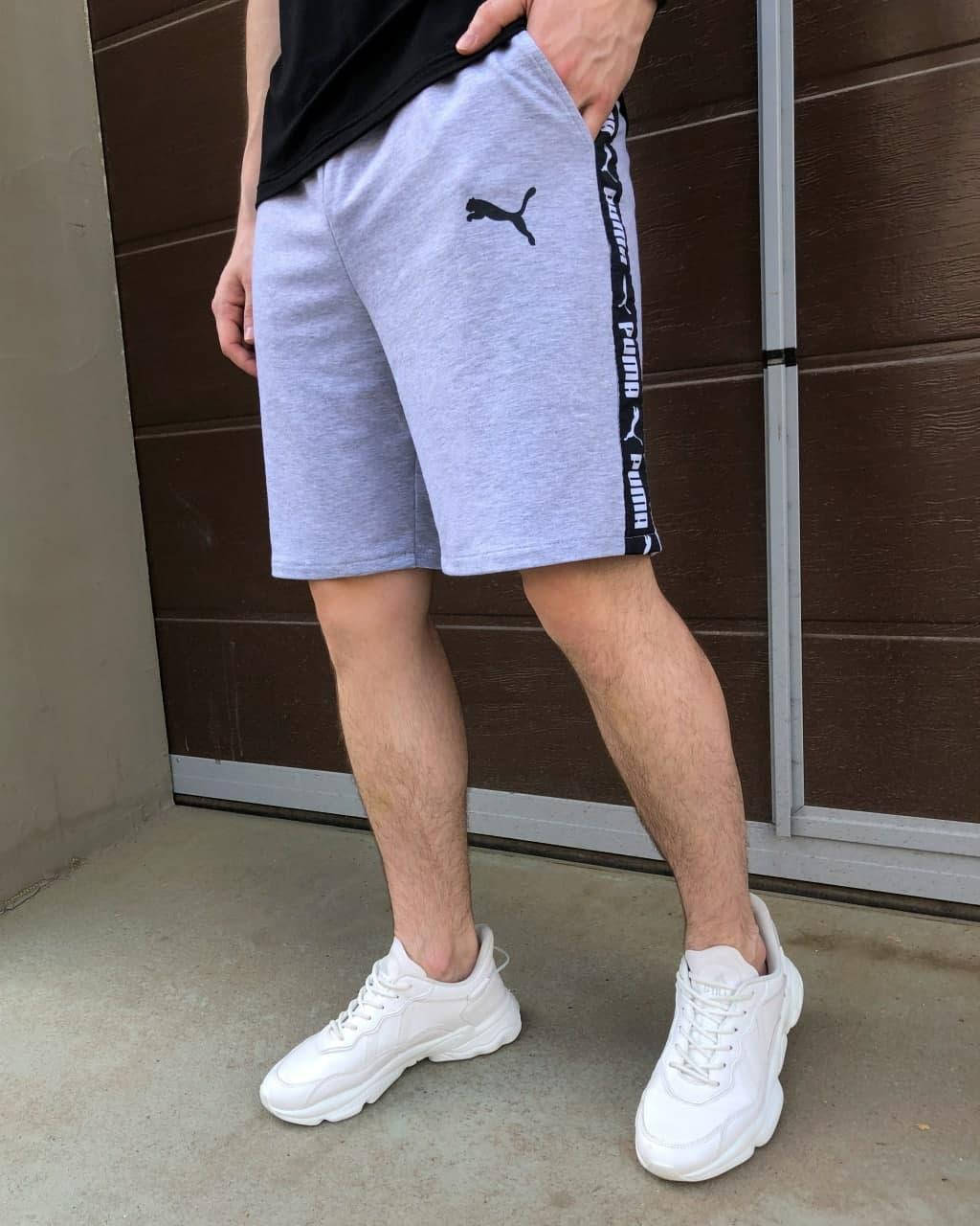 

Серые летние мужские шорты Puma с лампасами, Серый
