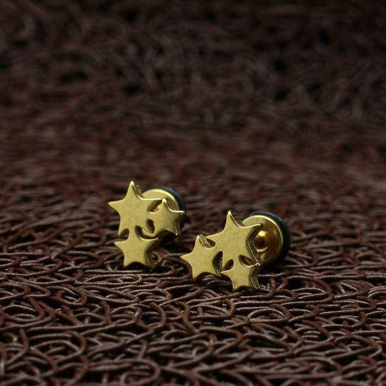 

Детские серьги из нержавеющей медицинской стали "Triple Gold Stars"