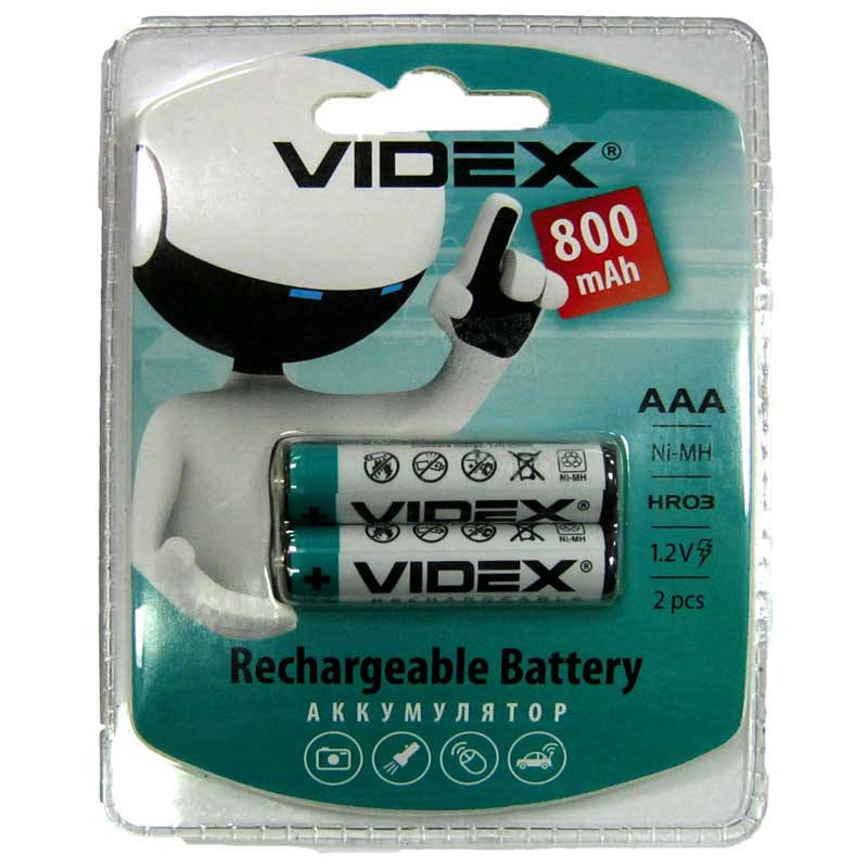 

Аккумулятор AAA Videx 800mAh NiMH , 1шт (блистер по 2шт) HR03