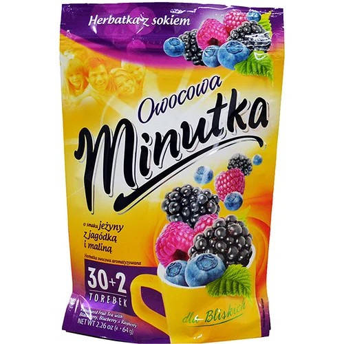 

Чай фруктовий Minutka з ожиною,чорницею та малиною 30+2 пак., 64 гр.
