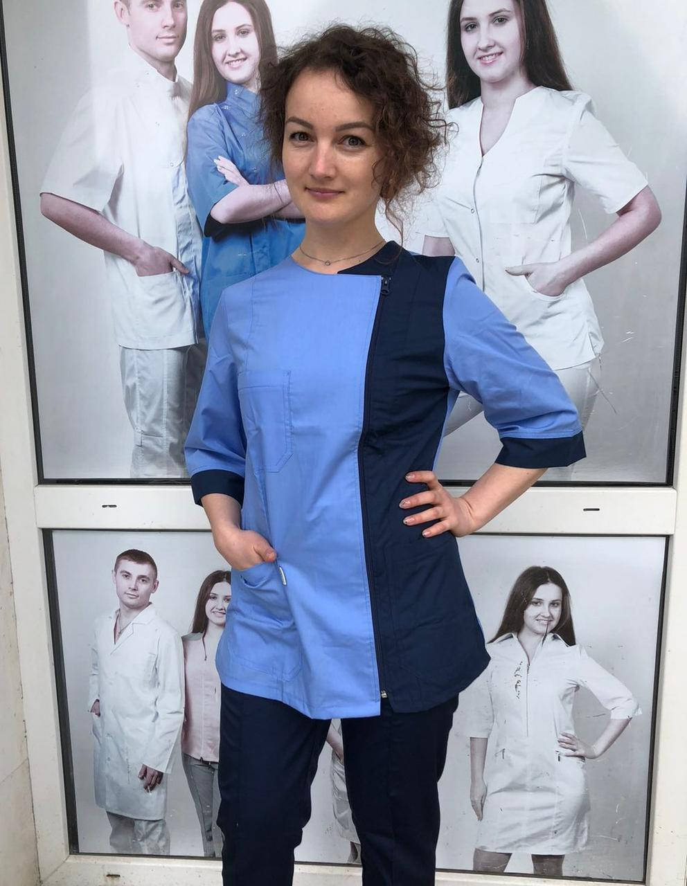 

Медицинский костюм женский на молнии " Ольга-х/б" 60-64.