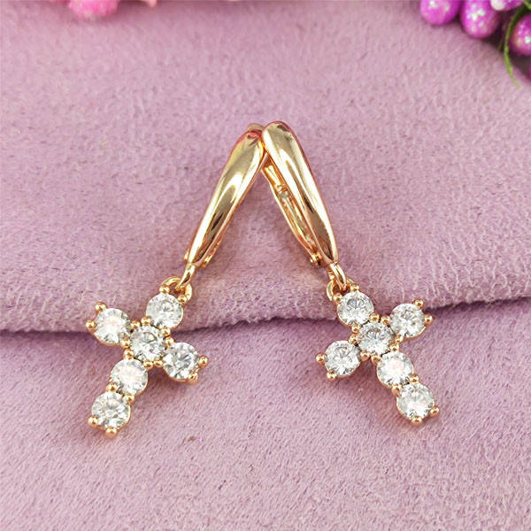 

Серьги подвески Xuping Крестики медицинское золото позолота 18К английский замок А/В 1-1551