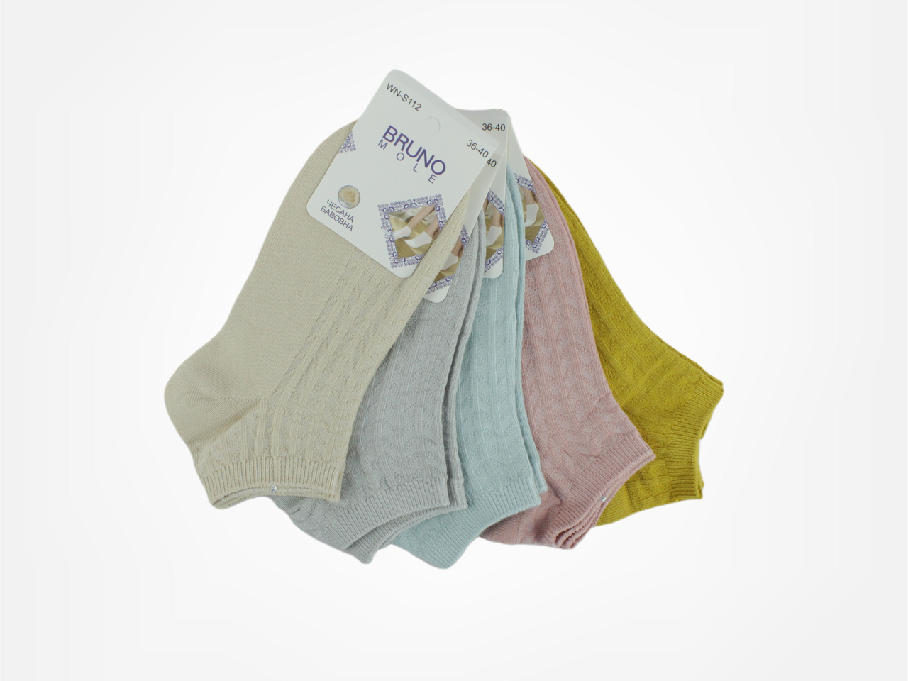 

Носки женские хлопковые низкие однотонные косички