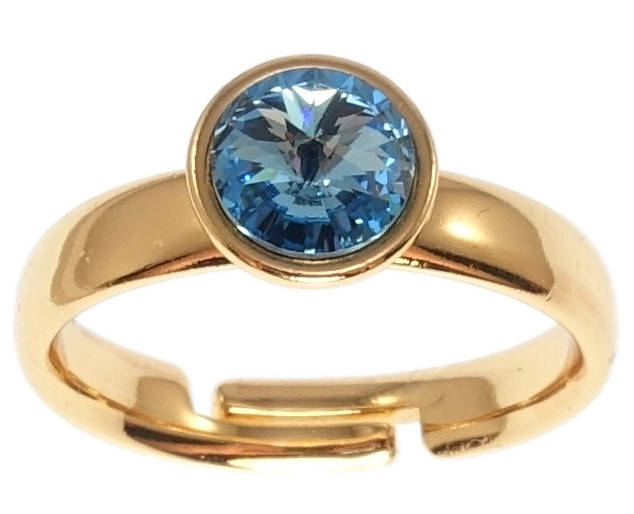 

Кольцо Xuping Позолота 18K с кр-ми Swarovski "Кристалл Aquamarine ø 13мм" р.17-18