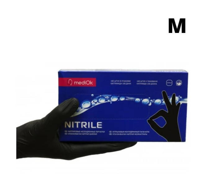 

Перчатки нитрил MediOK (100 шт, Black, M ), Черный
