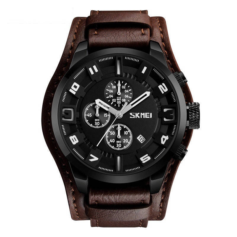 

Skmei 9165 коричневые с черным дисплеем мужские классические часы