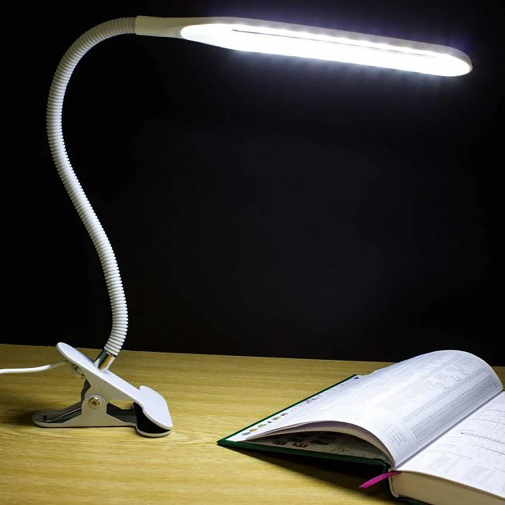 

Настольная светодиодная USB лампа 24 диода / LED гибкая лампа на прищепке, Белый