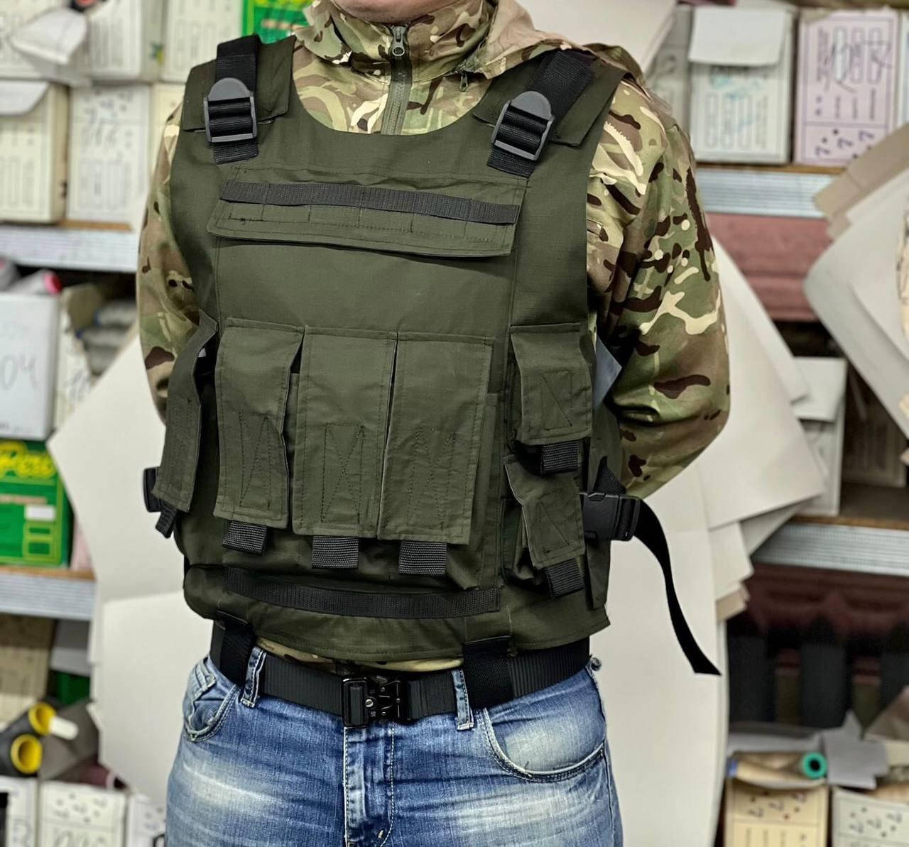 

Плитоноска для военного, тактический бронежилет, чехол для плит цвет оливковый, Плитоноска для ВСУ