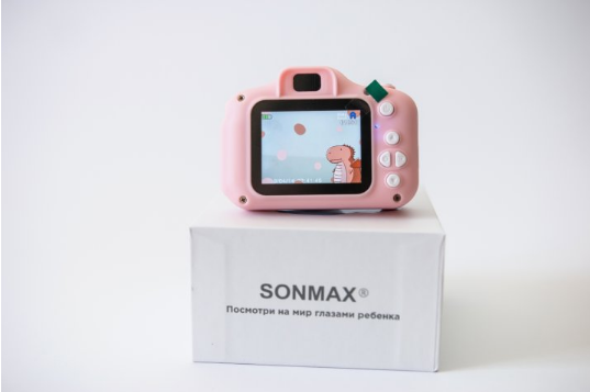 

Детская фотокамера с дисплеем и функцией видеозаписи Розовая