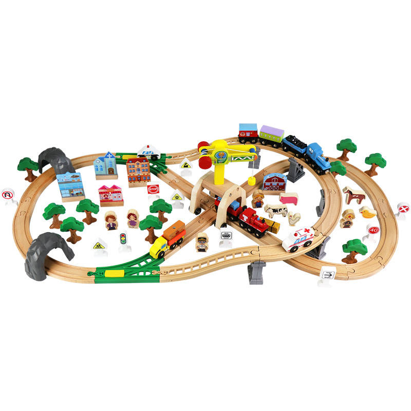 

Железная дорога из дерева детская, EdWone, 110 деталей, 3+ (Brio, Ikea) E21A01 (E17P00)