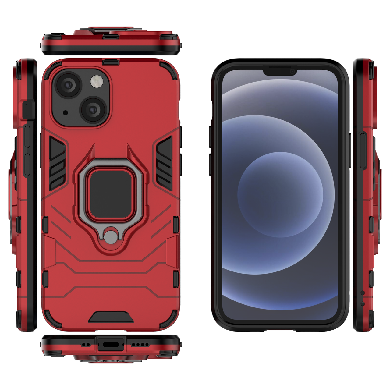

Бронированный чехол для Apple iPhone 13 mini с кольцом Red, Красный