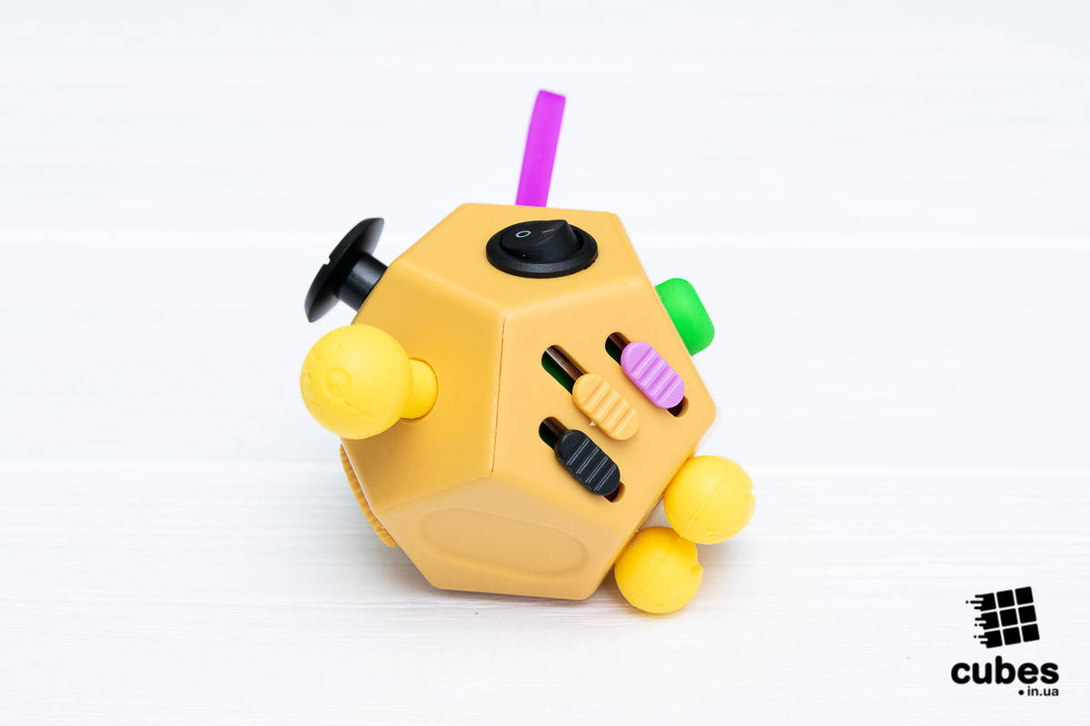 

Антистресс Fidget кубик v2 (большой) желтый 12 сторон
