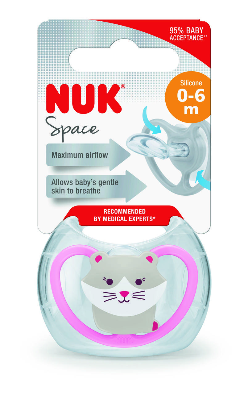 

Пустышка Space Кошка силиконовая NUK, 0-6 месяцев