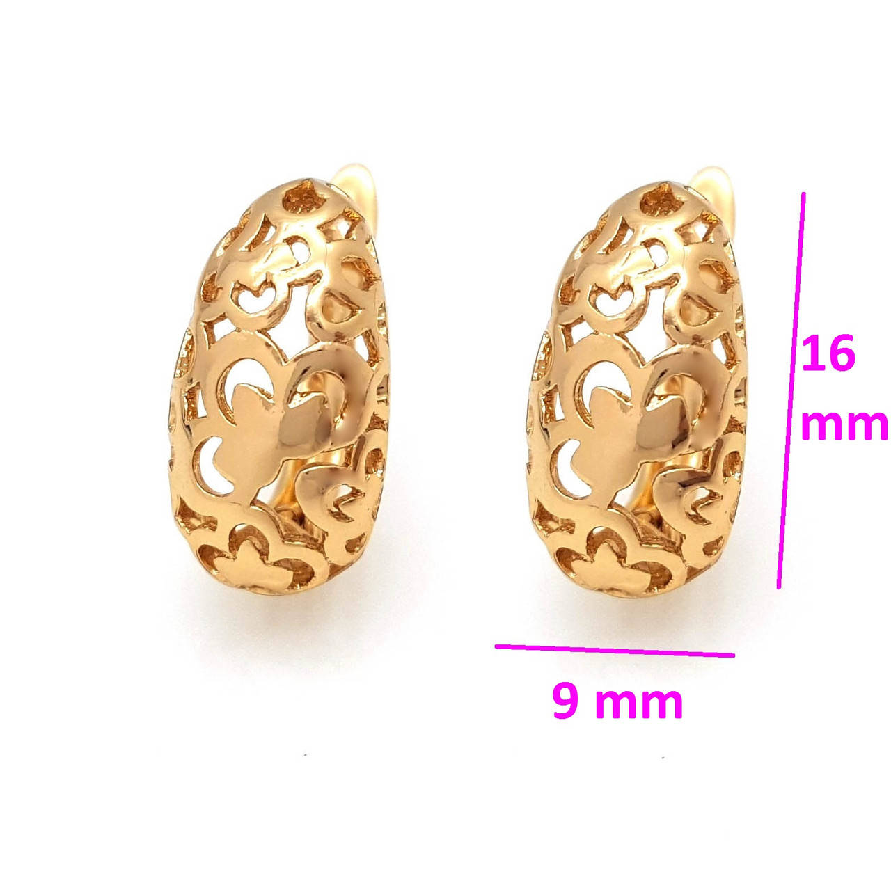 

Серьги Ажурный Овал, без камешков, англ.замок, позолота Xuping, 18К