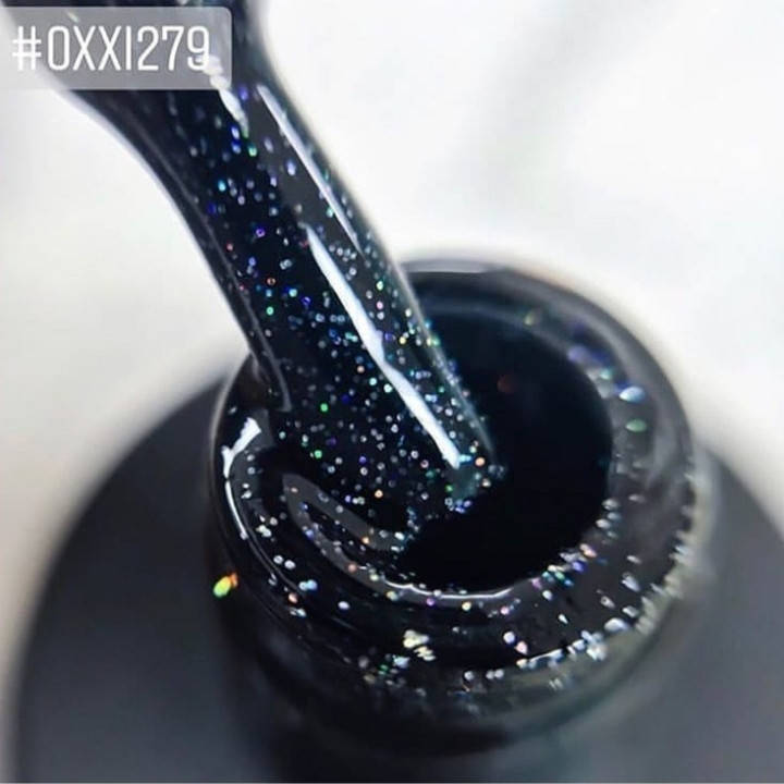 

Гель-лак Oxxi 279 черный с блестками, 10мл