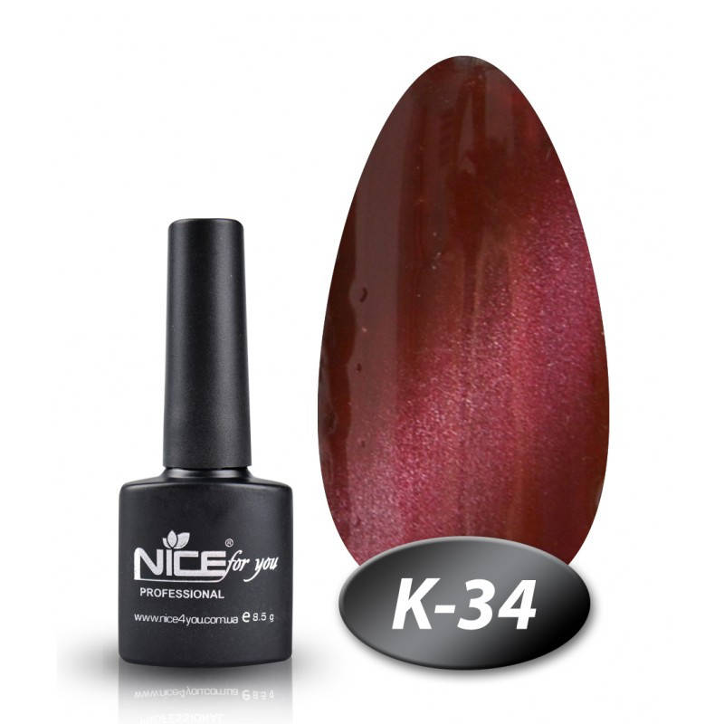 

Гель-лак Nice for you К-34 кошачий глаз темно-алый 8,5 мл