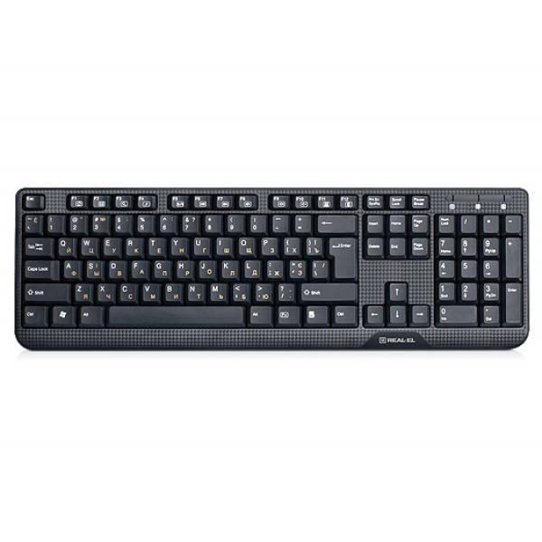 

Клавиатура проводная Real-El Standard 500 USB black Б/У, Черный