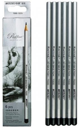 

Карандаши графитовые набор Marсо 6 шт 2Н - 3В шестигранные Raffine 7000DM 6CB 2Н-3В