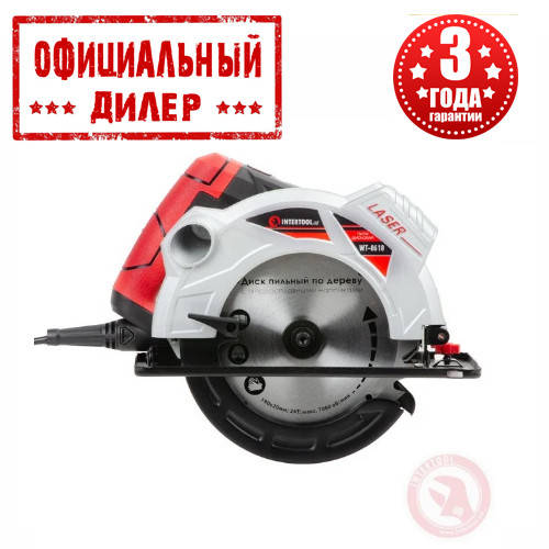 

Пила дисковая (Циркулярная пила) INTERTOOL WT-0618 (1.5 кВт, 190 мм, 65 мм)