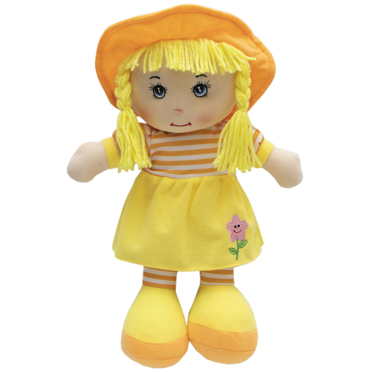 

Мягкая игрушка кукла с вышитым лицом, 36 см, желтое платье (860937)