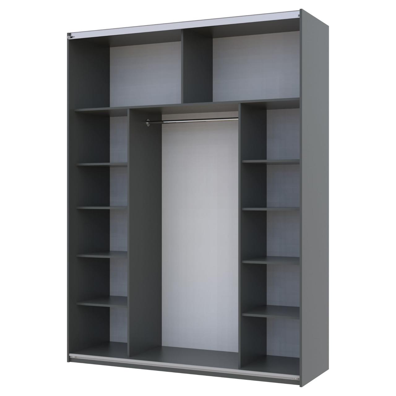 Шафа купе Doros G-Caiser Графіт / Дуб Евок 1 ДСП / 1 Скло / 3 частини 180х60х240 (42005015) 3