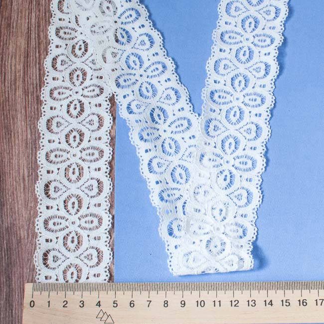 

Кружево стрейчевое Клевер белое 5 см Кр-Стрейч-57, Белый