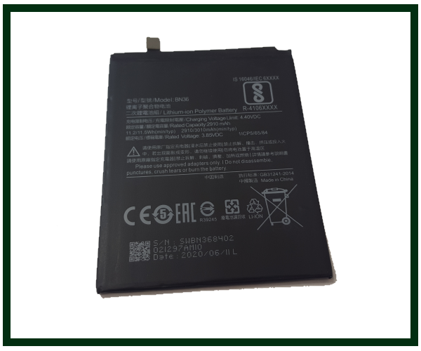 

Аккумулятор для Xiaomi (Model: BN36) MiA2, Controller original, поступление 2020 года
