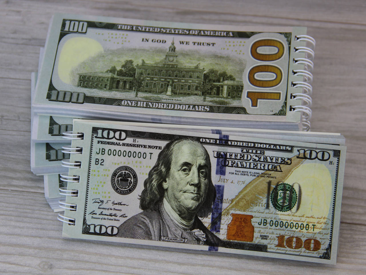 

Блокнот на пружинне в виде 100 $ Нового образца