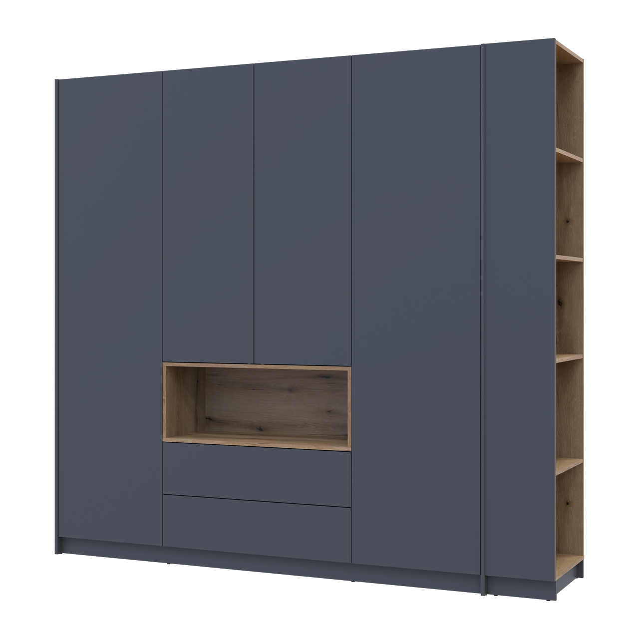 Шафа для одягу з нішею та етажеркою Doros Дейл Графіт/Дуб Евок 4 ДСП 234х52х220 (44900339) 2