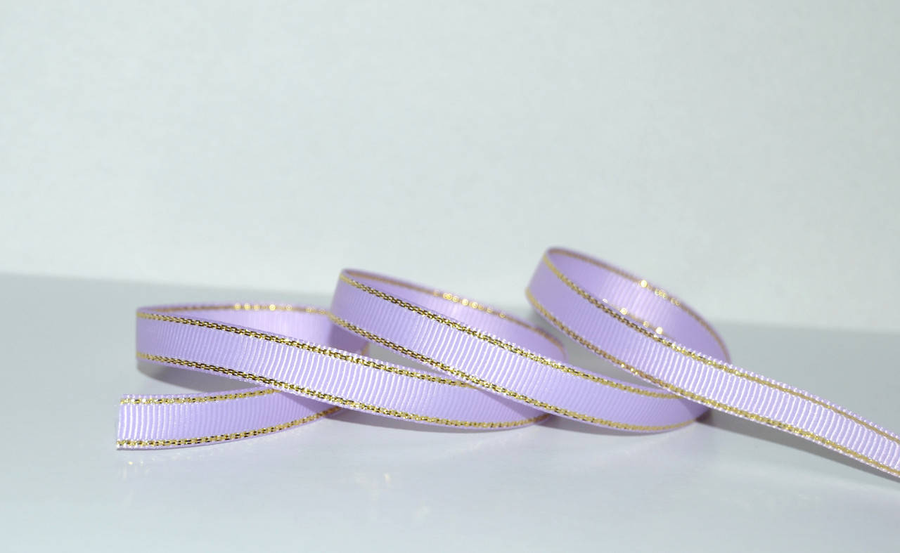 

Стрічка репсова, 0,9см з люрексом, колір бузковий-золото