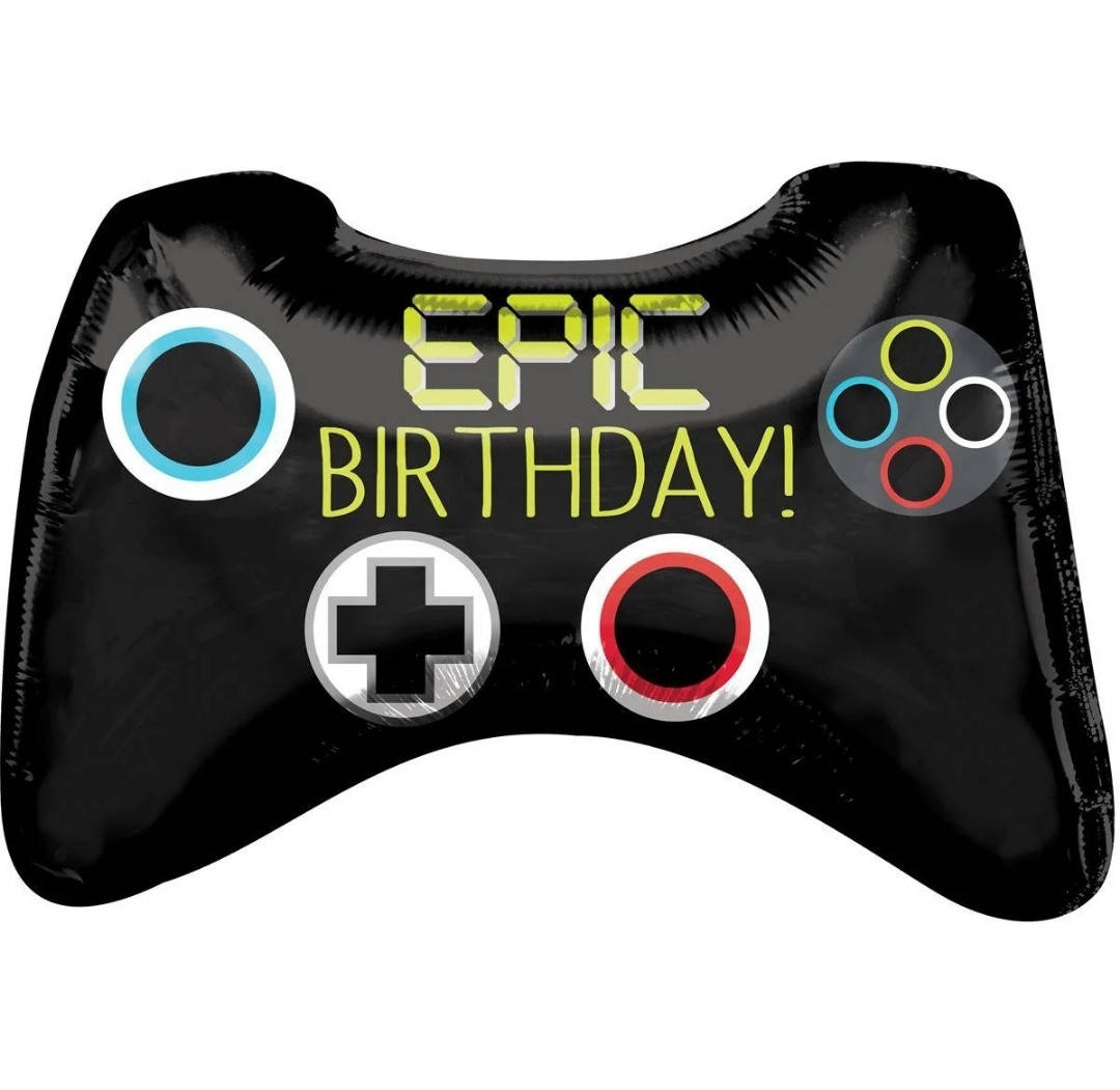 

Фольгированный шар фигура Джойстик Epic Birthday черный