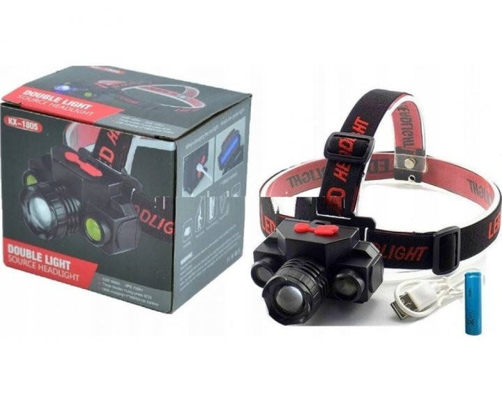 

Налобный фонарь Bailong BL-1805 COB USB CHARGE / Фонарик для походов, Черный