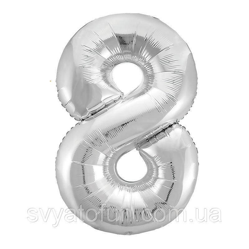 

Фольгированный шар-цифра 8 Slim серебро 102см Agura