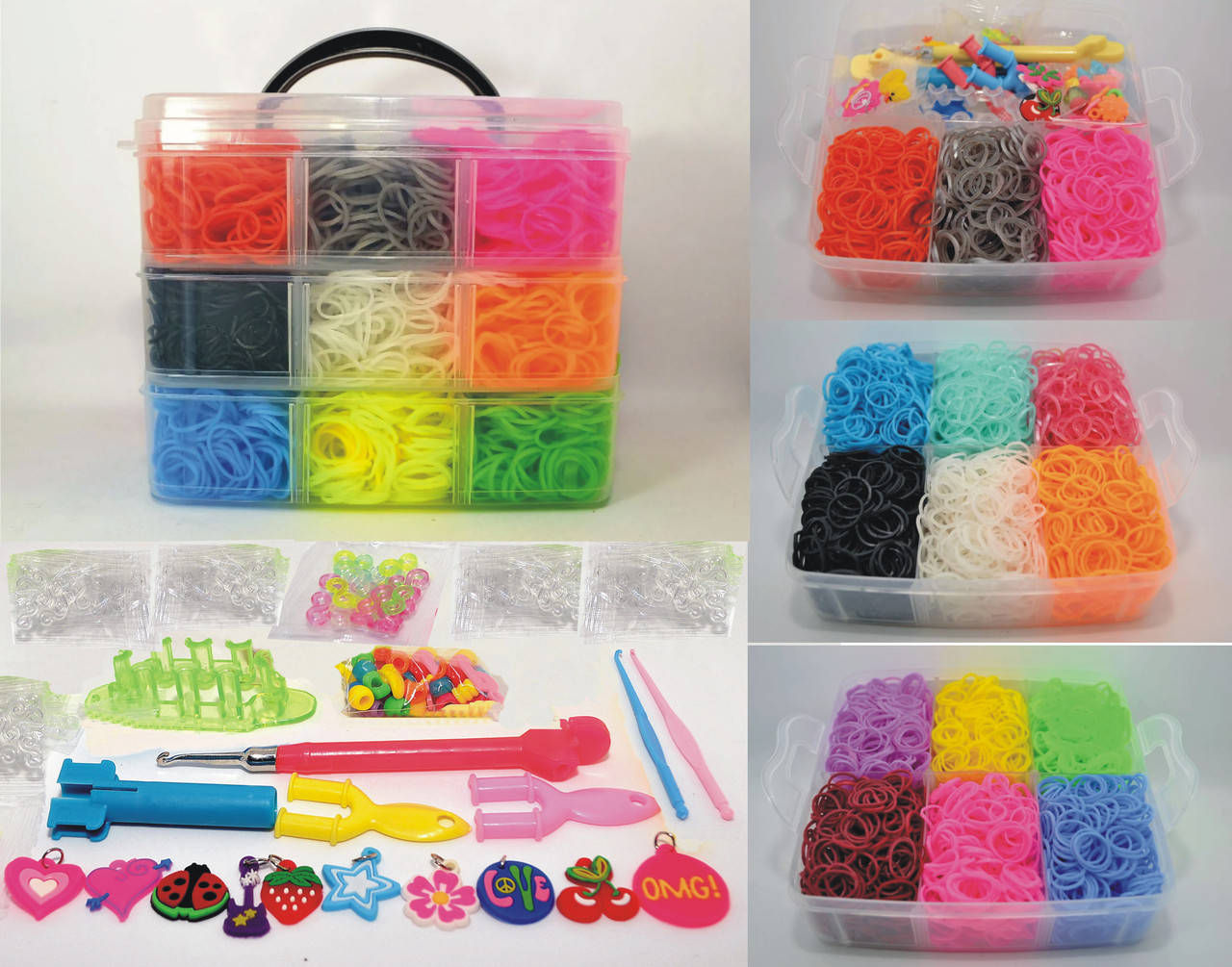 

Набор резинок для плетения браслетов, игрушек 3 ярусный 8000 творчество и рукоделие