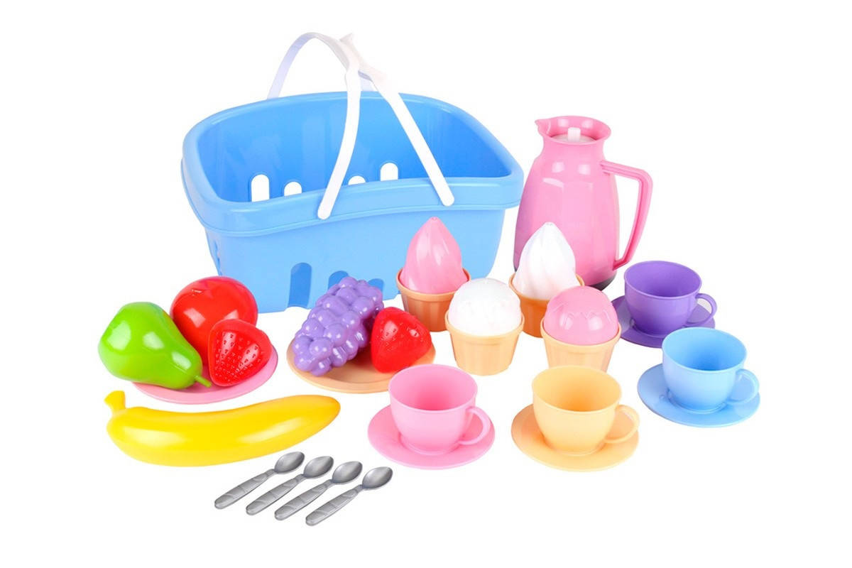 

Набор посуды для пикника ТехноК 7242 корзинка фрукты десерты кувшин чашки блюдца ложки детская игрушка детей