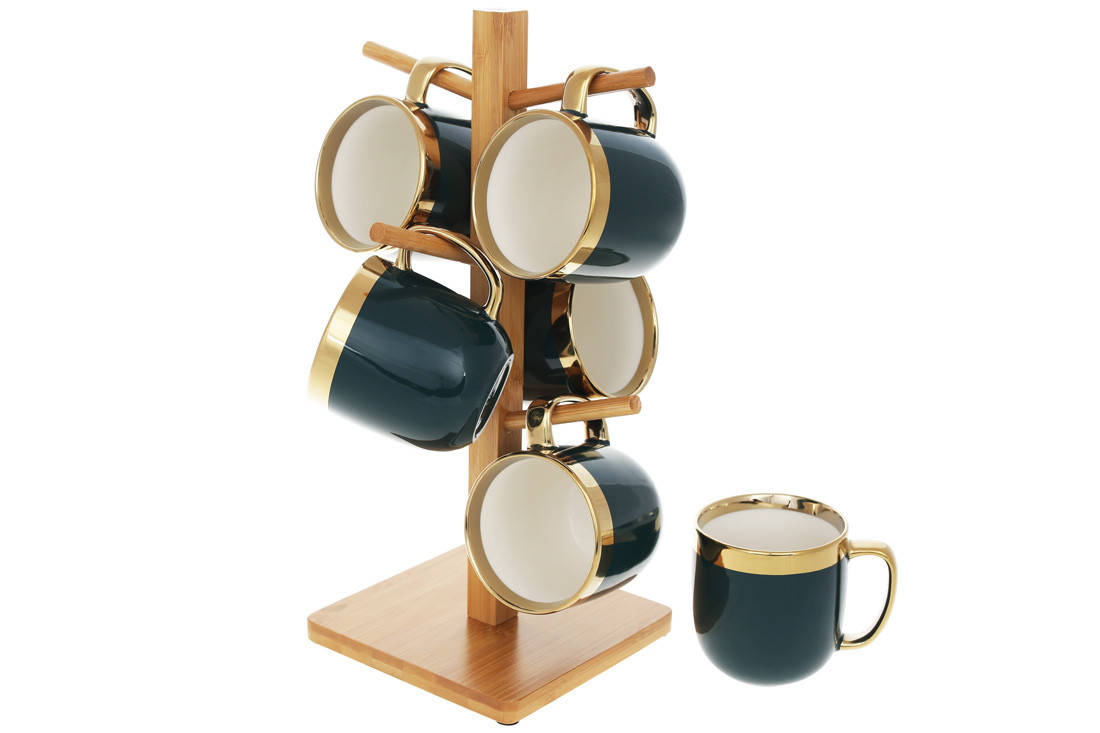 

Набор кружек 6 шт*320мл "Золотая линия" на бамбуковой подставке