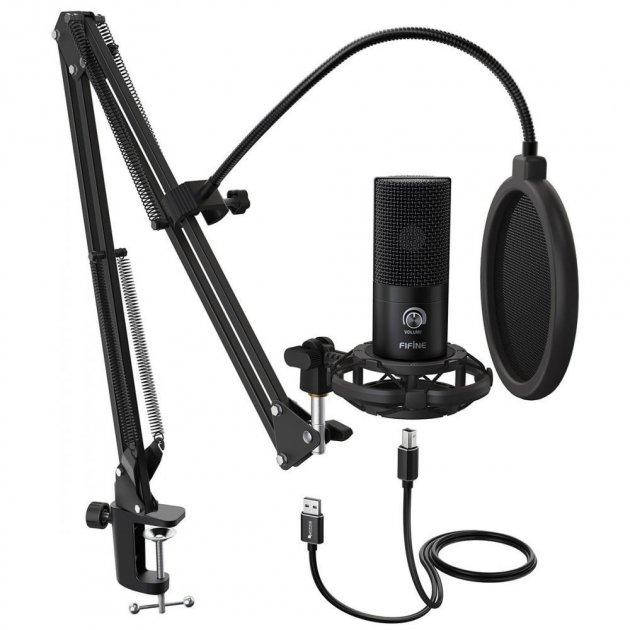 

Cтудийный микрофон FIFINE T669 BLACK со стойкой и поп-фильтром