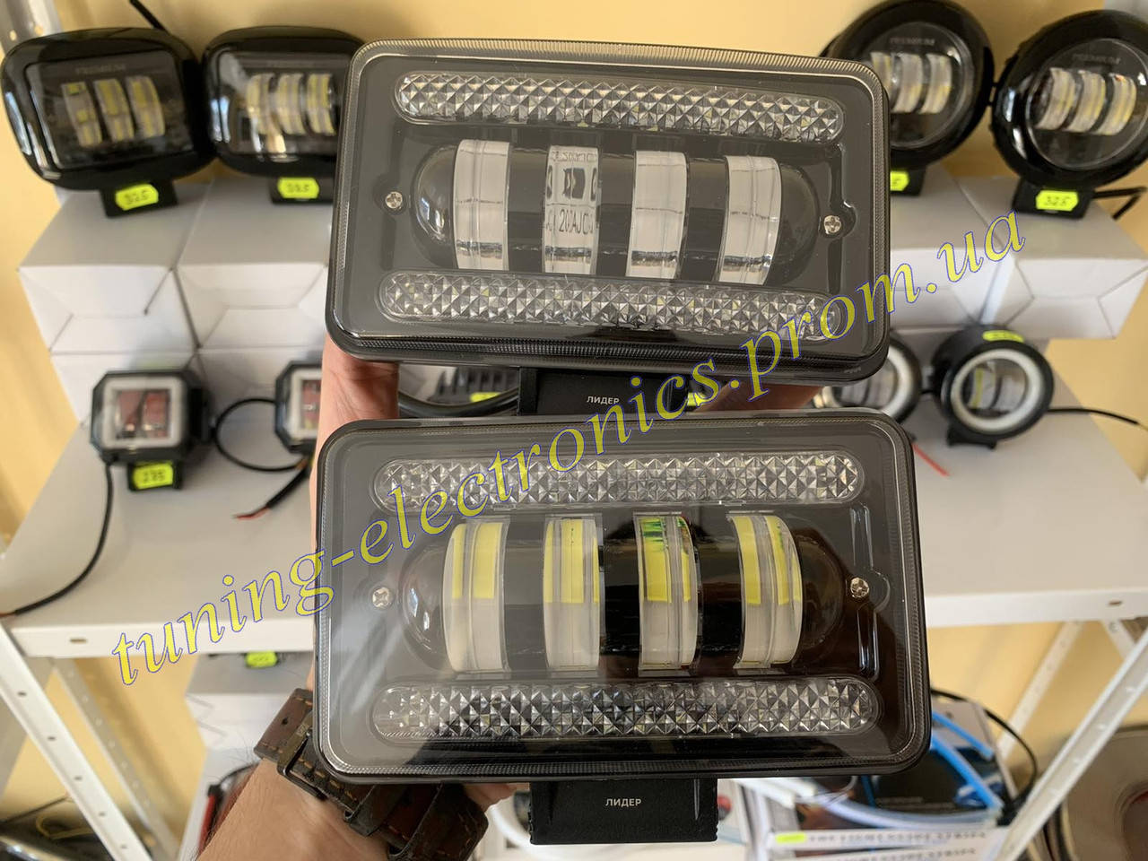 

Светодиодные фары с четкой СТГ 60Watt PREMIUM Дневные ходовые огни дополнительные дхо денні огні для авто/мото