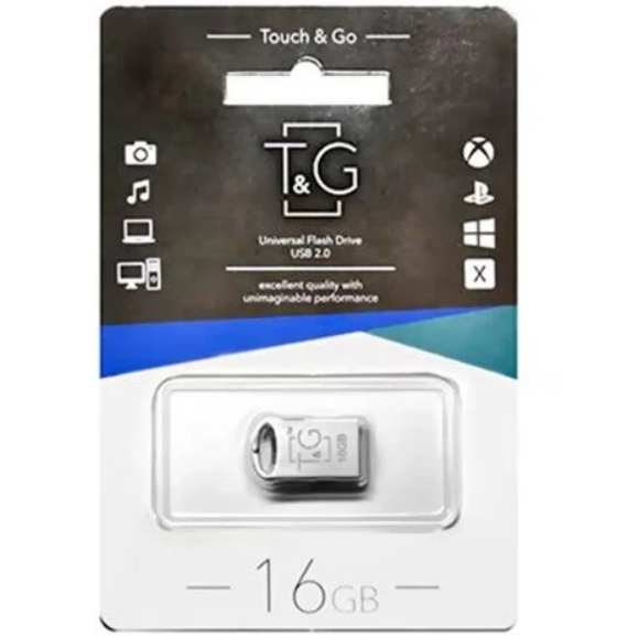 

USB мини флешка Flash Drive 16Gb T&G Metal series TG100-16G original, Светло-серый