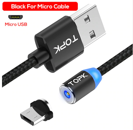 

Магнитный кабель Tork Micro Usb светодиодный индикатор 2.1 A, Серый