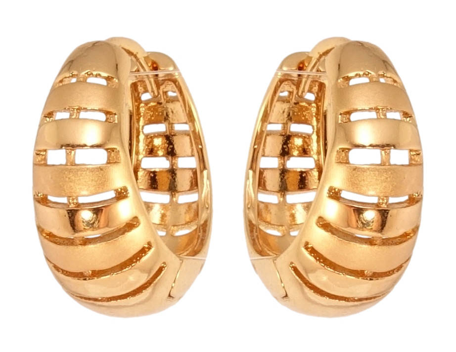 

Серьги Xuping Позолота 18K колечки "Объемные колечки с полосатым резным узором"