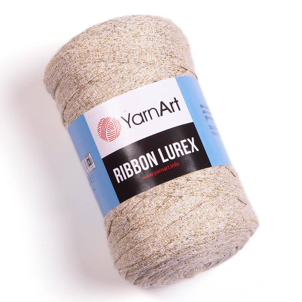 

Пряжа YarnArt Ribbon Lurex 724 светлый беж (Ярнарт Риббон Люрекс) первичка трикотажная лента с люрексом