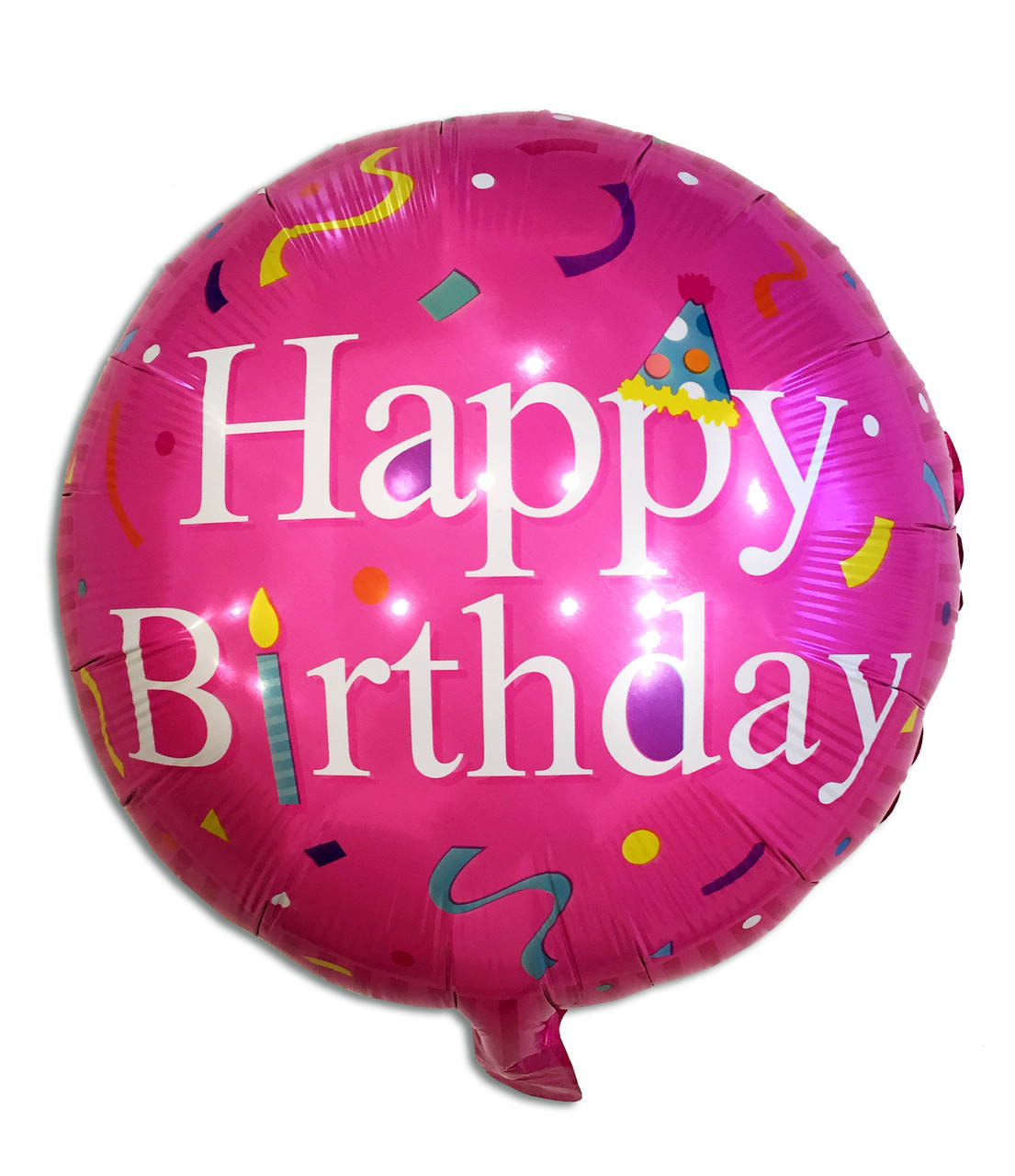 

Шар фольгированный круглый Happy Birthday малиновый