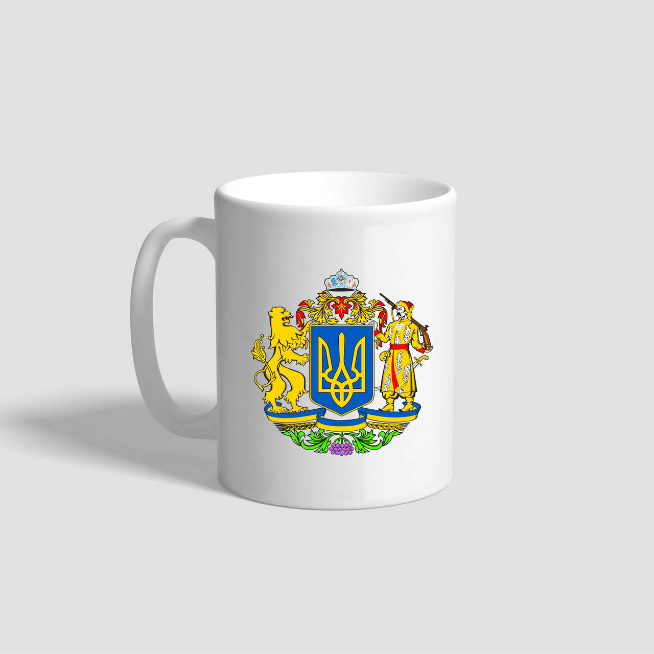 

Белая кружка (чашка) с национальной символикой ""Герб Украины" 2", Белый