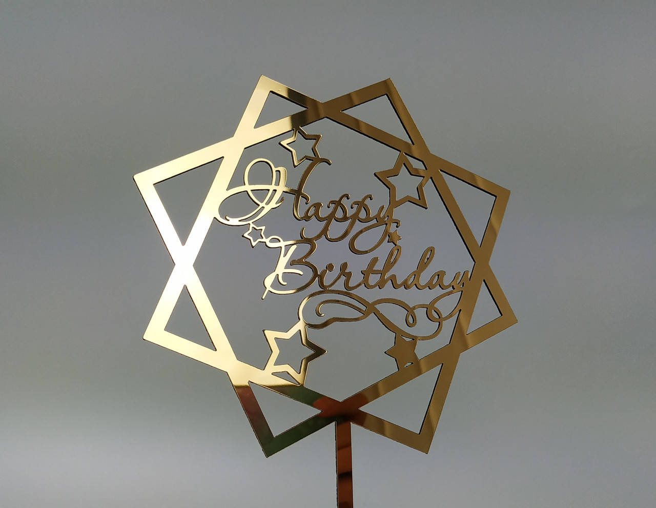 

Топпер зеркальный золотой Happy Birthday