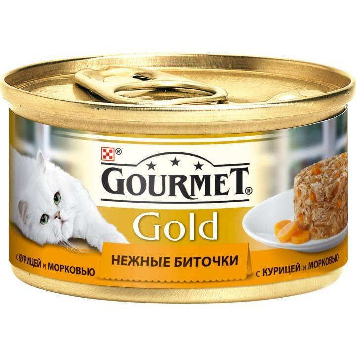 

Gourmet Нежные биточки курица-морковь, 85г (уп. 12шт) (Гурме Голд)